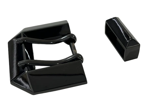 Twin-Prong Geometric Pin Belt Buckle And Keeper Set factory
